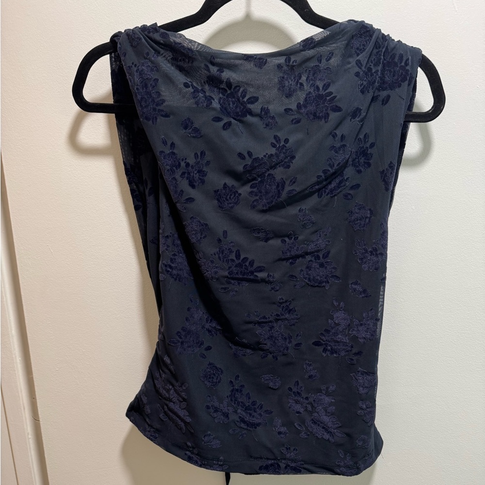 Floral Lace Sleeveless Top - Blue